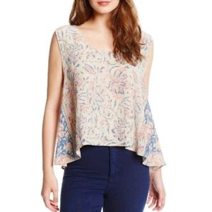 Chaser Silk Natural Vintage Tapestry Blouse Sz M